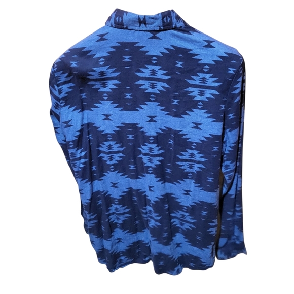 Dickies Womens Blue Aztec Western Style Button Up Long Sleeve Shirt Size Large - Picture 2 of 4